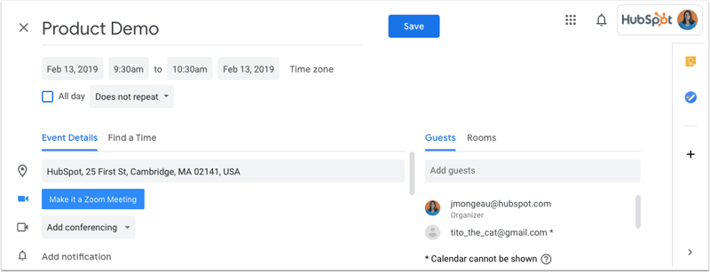 Käytä HubSpotin kalenterin synkronointia Google-kalenterin tai Outlook- kalenterin kanssa.