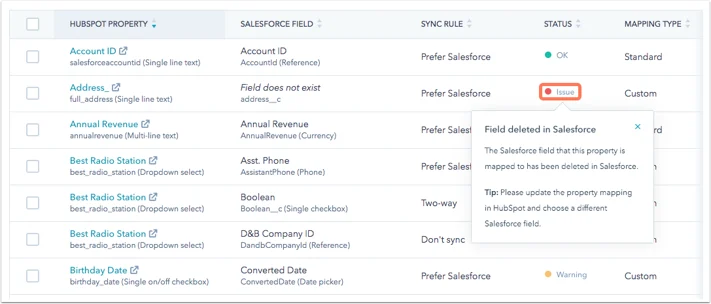 salesforce-mapping-issue