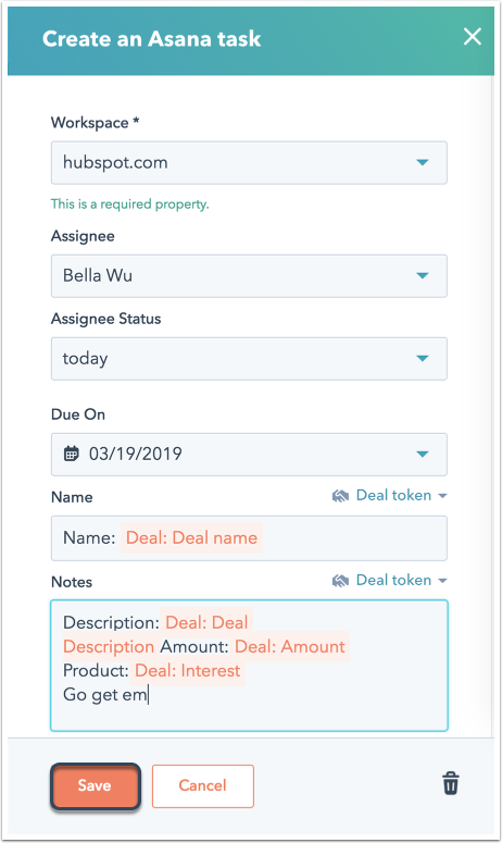Create Asana tasks with workflows