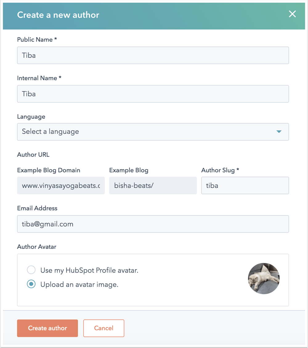 Create and manage your blog authors