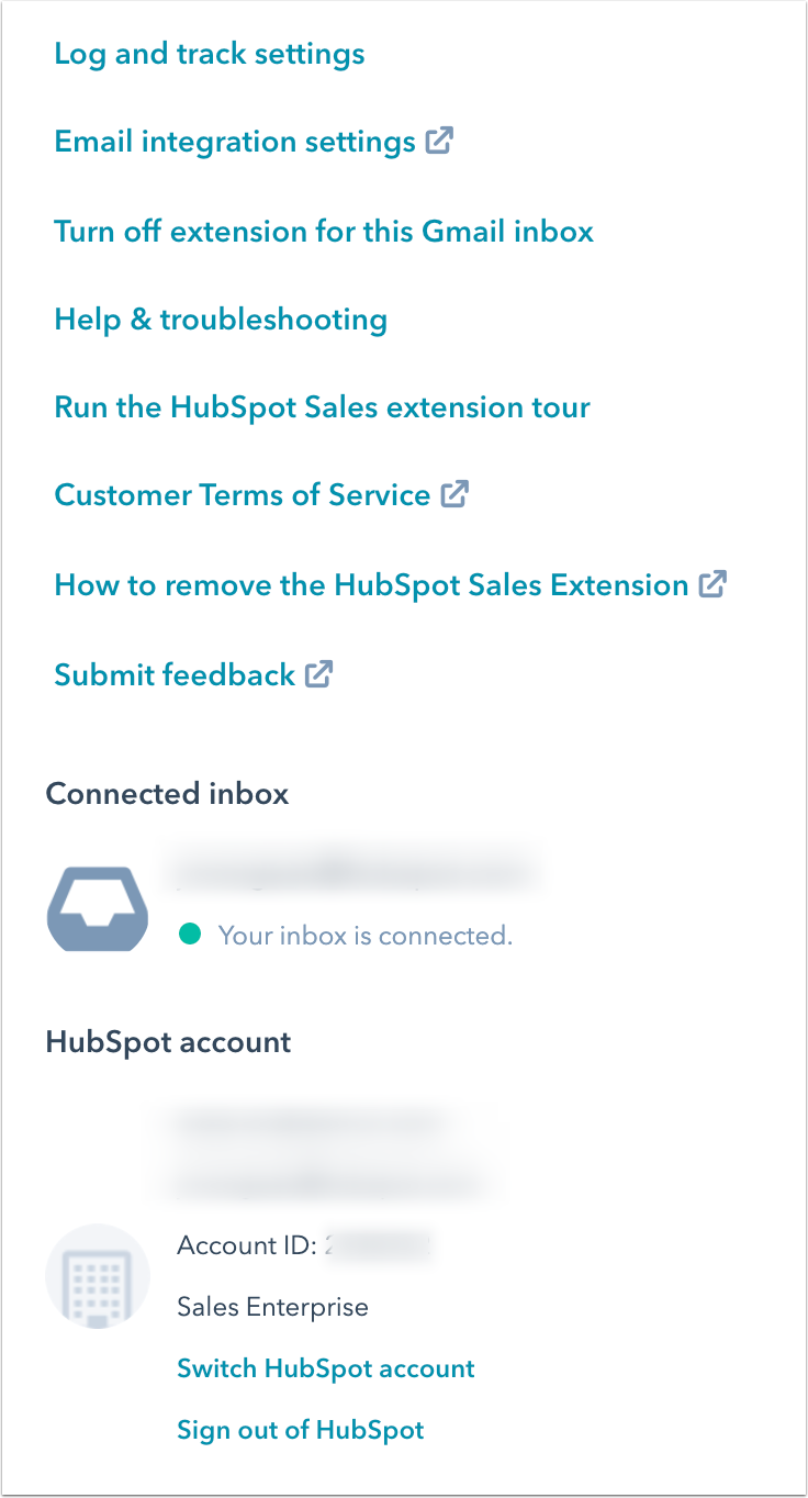 Customize your HubSpot Sales Chrome extension settings