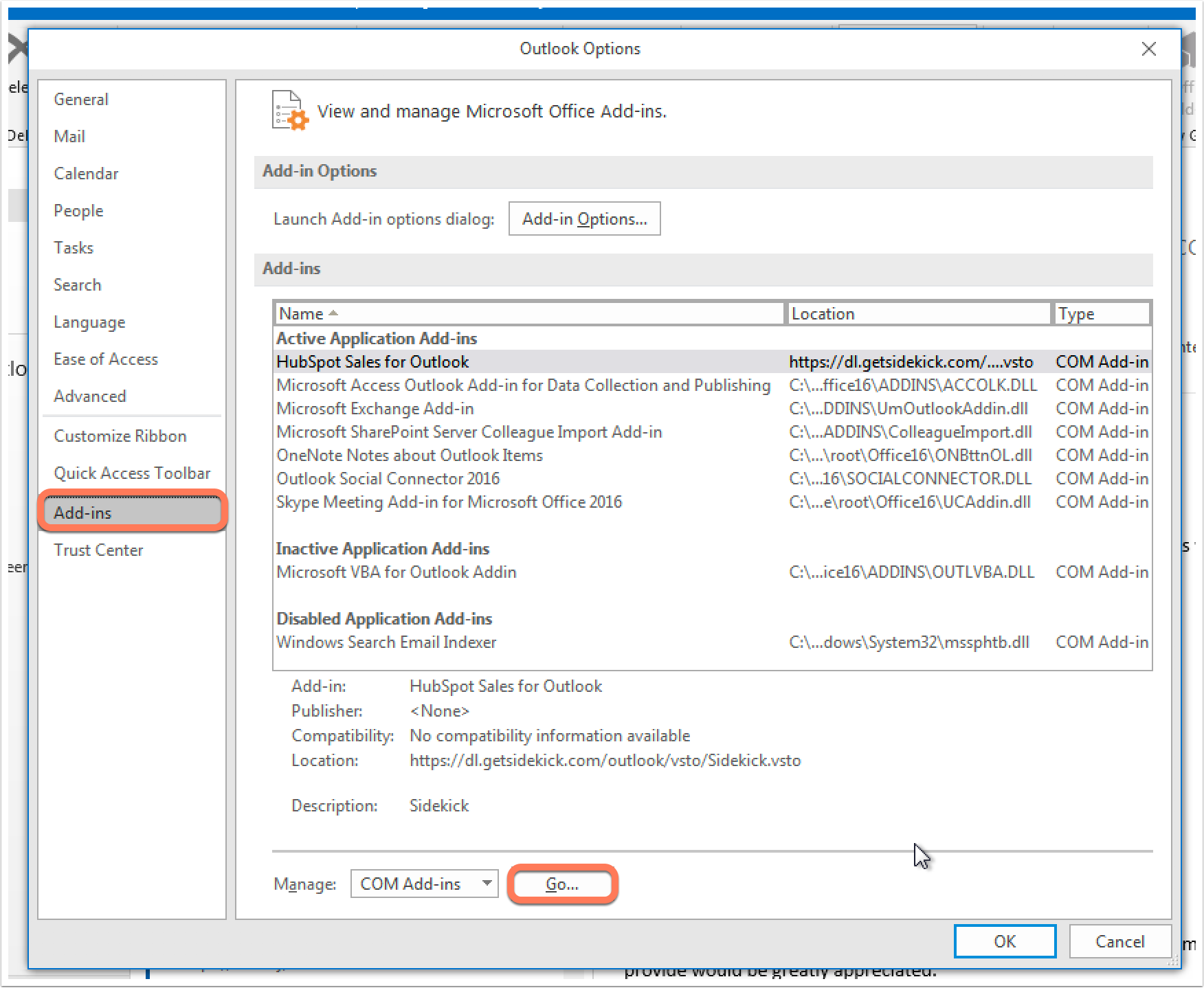 enable outlook 365 add ins