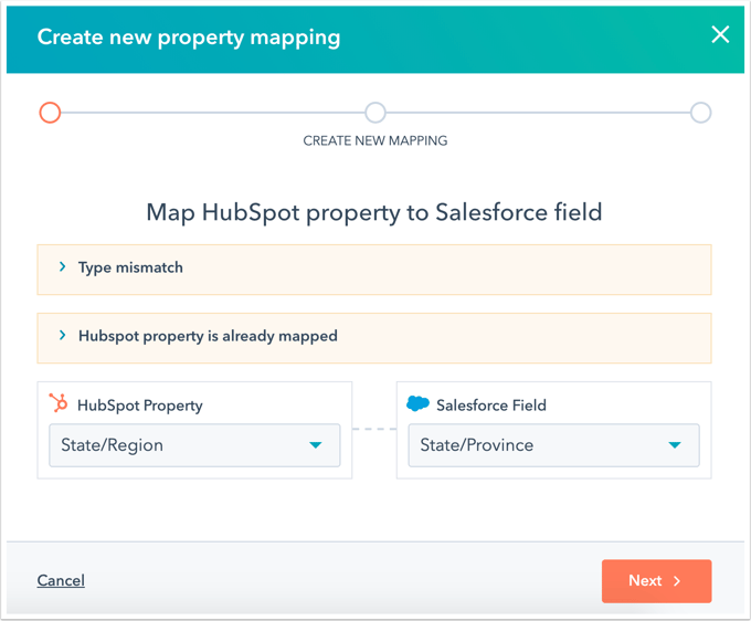 Map HubSpot properties to Salesforce fields