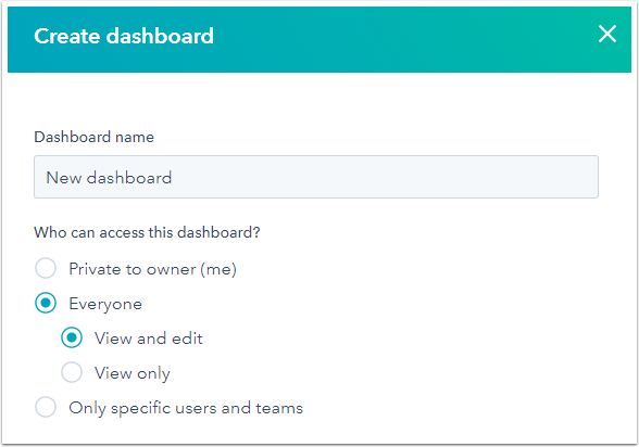 Create dashboard